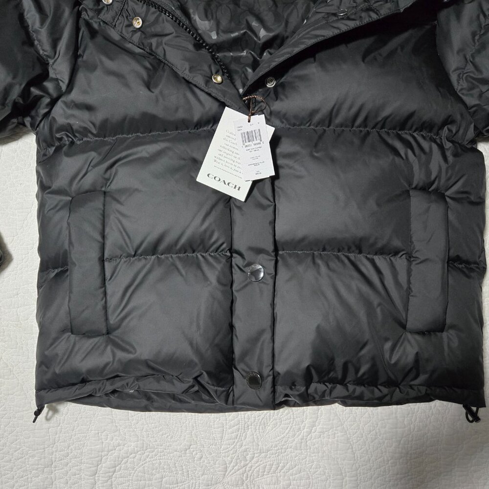 COACH Down Puffer Hooded Coat ~ Women’s ~ Medium ~ Black - Picture 2 of 16